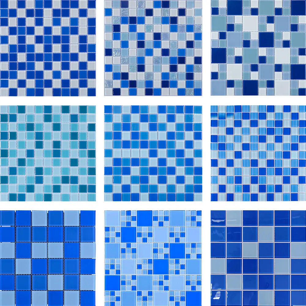 Personalizza mosaico piscina quadrato blu verde cristallo piscina piastrelle mosaici
