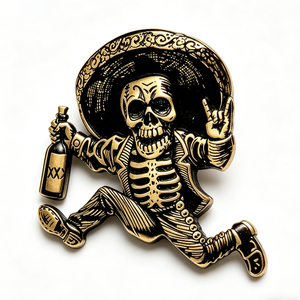 Broche en émail personnalisée en métal, motif Amour Mariachi Squelette, plaqué or vintage, imprimée UV, pour Rock & Roll, Tequila, Fête d'anniversaire, Noël - Product Image 5