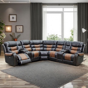 Wholesale Modern Eco-friendly Home Furniture Tufted Corner Recliner Sofa Set Extendable <b>Storage</b> for Hotels and Warehouse - Product Image 3