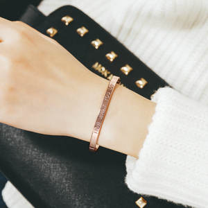 Brazalete de oro rosa de acero inoxidable con diseño de marca, brazalete, mensaje inspirador personalizado, <span class=keywords><strong>palabras</strong></span> <span class=keywords><strong>para</strong></span> mujeres, hombres, aniversario - Product Image 3