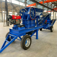 Concasseur à mâchoires mobile portable PE250*400, moteur, capacité de 3-13 t/h, équipement de concassage minéral pour lignes de production d'agrégats