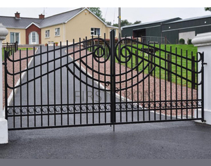 Puerta Principal de Hierro Forjado de Doble Entrada de 16 Pies de Estilo Europeo con Diseños de Ciervos - Product Image 4