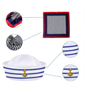 Sombrero de capitán de yate, gorra de <span class=keywords><strong>marinero</strong></span>, bufanda, gafas de sol, sombrero de capitanes para hombres, canotaje utilizado para yate, atuendo de fiesta en roca - Product Image 4