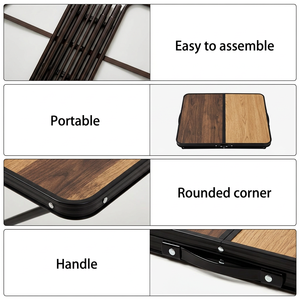 Tavolo da Picnic Pieghevole in Alluminio Effetto Legno con Logo Personalizzato OEM/ODM, Altezza Regolabile, Portatile Tipo Valigia - Product Image 3