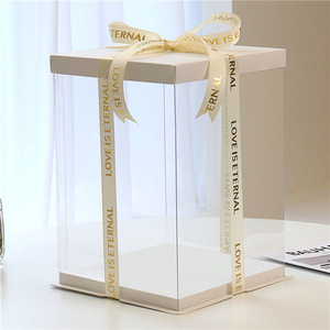Vente en gros grande boîte d'emballage de gâteau transparente PET transparente cadeau de pâtisserie de mariage présentoir de gâteau Cox - Product Image 5