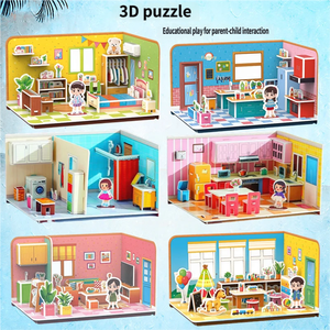 ชุดตัวต่อบ้าน 3 มิติสำหรับเด็ก ชุดของเล่นตัวต่อห้องขนาดเล็ก DIY สำหรับเด็กชายและเด็กหญิง อายุ 3-12 ปี ของขวัญเสริมพัฒนาการ - Product Image 2