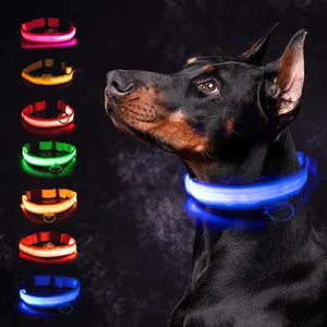 Collar de mascota reflectante Con luz intermitente impermeable personalizado, Collar luminoso para perro LED de lujo con recarga ajustable para perro