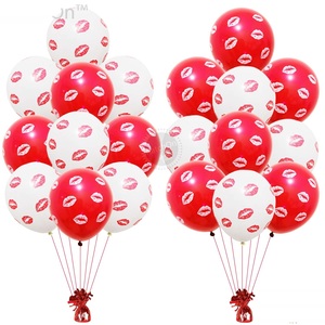 12 นิ้วแพ็ค 20 สีแดงและสีขาวลูกโป่งจูบสีแดงบอลลูนจูบโรแมนติกตกแต่งพิเศษคืนวันวาเลนไทน์ Air Globos - Product Image 5