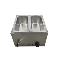 Baño María Eléctrico Comercial de Acero Inoxidable con 2 Recipientes de 1/3 GN, Calentador de Alimentos de Encimera para Hoteles, Restaurantes y Comida Rápida