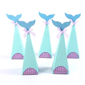 Nuovo Design sirena design scatola di caramelle di carta decorazione per feste matrimonio fantasia confezione regalo con nastro per compleanno e sirena di natale
