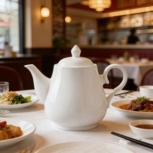 Golden <b>Bell</b> Teapot Pure White Reinforced Porcelain With Lid Heat Resistant For Tea Houses And High End Restaurants - Product Image 2