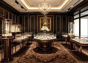 Vetrine di Lusso Personalizzate per Gioielleria, Espositori in Vetro Oro Rosa per Negozi di Gioielli - Product Image 3