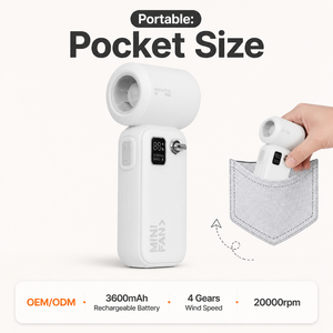 Mini Ventilador Portátil de Mano con Motor sin Escobillas, Recargable, Batería de 3600mAh, Tipo-C USB, Uso Doméstico - Product Image 1