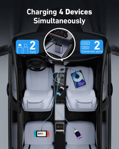 Pengisi Daya Mobil Cepat Retractable 120w untuk CarPlay 4 in 1 Pengisi Daya Mobil <span class=keywords><strong>2</strong></span> Kabel 31.5 Inci dan <span class=keywords><strong>2</strong></span> Port USB dengan iPhone 17/16 - Product Image 3