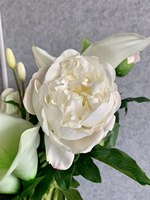 Bouquet de mariée en promotion : Fleurs artificielles de lys calla et pivoine pour arrangements floraux, mariage, hôtel, décoration intérieure