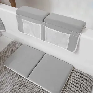 Wholesale Grey color Thickest Bathtub Kneeler Pad with Memory Foam and Bath Toys Organizer - Bath Kneeling Pad