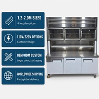 Congélateur double température avec porte vitrée, LED bleue, faisceau central chauffant, compresseur Dongbei, pour supermarché et marché de produits frais