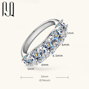 पाइक बनाम डायमंड सगाई की मोइससानाइट रिंग 5 स्टोन 3.6ct s925 स्टर्लिंग सिल्वर 5 सितारों की समीक्षा - Product Image 5