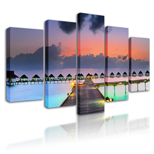 Art mural moderne, peinture <span class=keywords><strong>de</strong></span> <span class=keywords><strong>coucher</strong></span> <span class=keywords><strong>de</strong></span> <span class=keywords><strong>soleil</strong></span>, impressions sur toile encadrées <span class=keywords><strong>en</strong></span> 5 panneaux, décoration <span class=keywords><strong>de</strong></span> la maison, salon, chambre à <span class=keywords><strong>coucher</strong></span> - Product Image 4