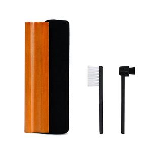 Juego de cepillos de limpieza de discos de vinilo con mango de madera personalizado de fábrica, cabezal de espuma de terciopelo antiestático para tocadiscos LP - Product Image 3