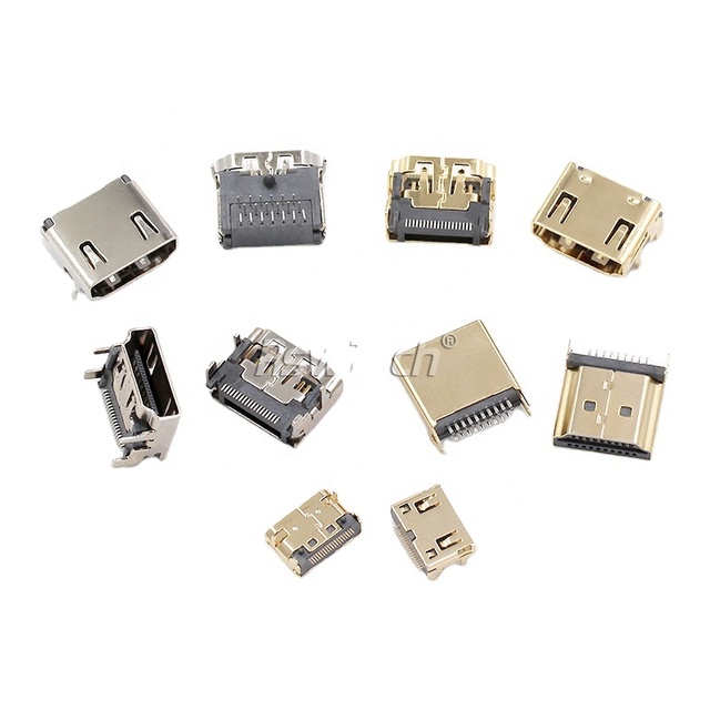 Custom Usb Type C 19Pin Hdmi Port Socket Connector Locking Fiber Optic Cable With 90 Degree Connectors Hdmi Male Plug Connector