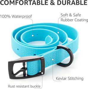 NiBao PVC-beschichtetes, strapazierfähiges Nylon-Gurtband Hundehalsband, wasserdicht, kaubeständig, verstellbare Haustierhalsbänder - Product Image 6