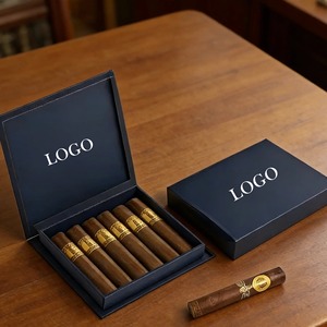 Boîtes à cigares en papier noir en forme de livre feuille d'or personnalisée boîte à cigares magnétique vide de luxe présentoir cadeau - Product Image 5