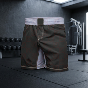 Men's Black MMA Fight <b>Shorts</b> with Elastic Waistband Spandex/Polyester No Gi for Muay Thai BJJ <b>Grappling</b> Training - Product Image 2