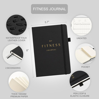 Yeni Tasarım Özel A5 Deri Kaplı Çevre Dostu Spiral Ciltli Baskılı Altın Varak Logolu İş ve Fitness Planlayıcısı 100 Yaprak