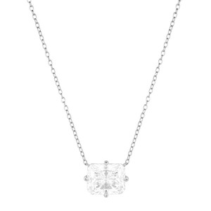 Collier pendentif personnalisable en cuivre, version minimaliste en argent sterling S925 avec zircone carrée pour femme - Product Image 1