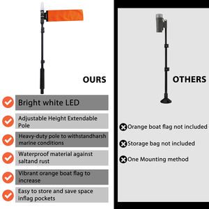 Lumières de kayak à longueur réglable avec kit de poteau de drapeau orange Top White LED Light Boat Navigation Lights for Kayak Fishing Paddling - Product Image 5