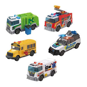En gros, Ensemble de véhicules jouets en plastique à friction, camions de ville acousto-optiques à inertie, collection de voitures pour enfants avec lumières et musique - Product Image 5