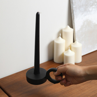 Moderner Retro-Kerzenhalter aus Keramik mit Rundem Griff Geometrische Form Kerzenständer für Wohnzimmer Esstisch