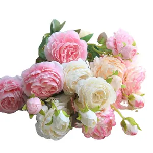 Seide künstliche billige Blumen für zu Hause Hochzeit dekorative Blumen Hot Sale Rose Pink