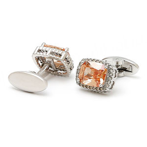 Boutons de manchette de haute qualité pour hommes, une touche d'élégance française, boutons de manchette carrés pour chemise incrustés de pierres de zircon orange - Product Image 6