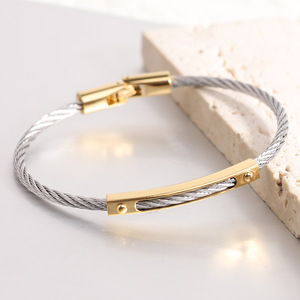 Pulsera Minimalista de Acero de Titanio con Cable de 5mm, Geométrica, Abrible, Joyería de Moda, Regalo para Mujer - Product Image 3