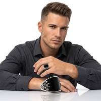 Nouvelles bagues en acier inoxydable pour hommes, faites à la main, motif peint en relief, noires, vintage, pour la défense personnelle, vente en gros