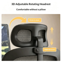 Chaise de bureau ergonomique moderne en tissu maillé avec accoudoirs rotatifs en forme d'arc réglables, confortable pour la maison, le bureau ou la chambre