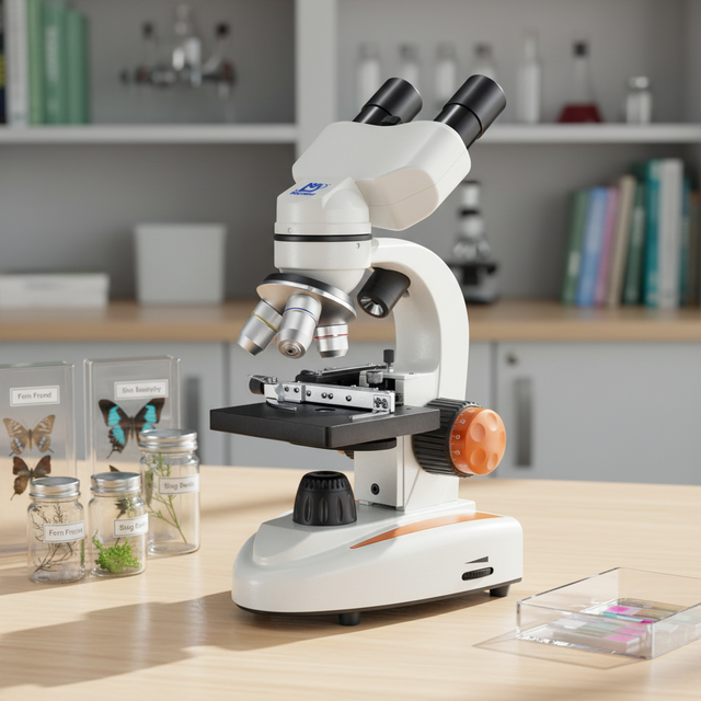 Murzider MSD002 Binocular Biological Microscope for Students Kids Educational Lab Kit Cell and Bacteria Viewing Gift Set