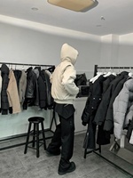 Blouson Bomber Coréen Automne Hiver Streetwear pour Homme, en Toile Épaisse, Imprimé à la Décharge, Doublure Polaire Coton, Capuche Ample, Fermeture Éclair, Motif Aigle