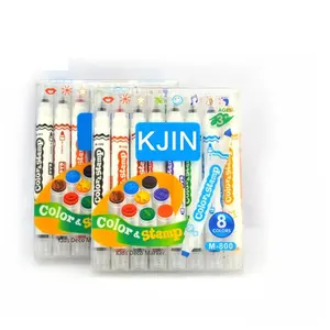 Twin Art Stationery Watercolor Customized Student Children Color Painting Marker Pen SET with children's cartoon stamp