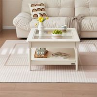 Table basse carrée moderne nordique finition blanche durable avec dessus en verre et tiroir de rangement salon centre décor à la maison ensemble