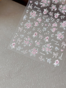 Pegatinas de <span class=keywords><strong>uñas</strong></span> <span class=keywords><strong>en</strong></span> relieve 3D Royal Bloom-Prensa DE RELIEVE floral opulento <span class=keywords><strong>en</strong></span> las <span class=keywords><strong>uñas</strong></span>, decoración de <span class=keywords><strong>uñas</strong></span> autoadhesiva de lujo con acentos de perlas - Product Image 6