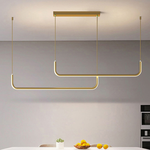 Kitchen Island Lighting Fixture Modern Minimalist <b>Dining</b> Room Drop Acrylic Ceiling Lamps Linear LED Chandelier Pendant <b>Light</b> - Product Image 4