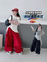 Ensemble T-shirt et salopette décontracté pour filles, avec imprimé épaule tendance, Nouvelle collection Printemps Automne, Coupe ample, Respirant, Style mode enfant et danse urbaine, Deux pièces