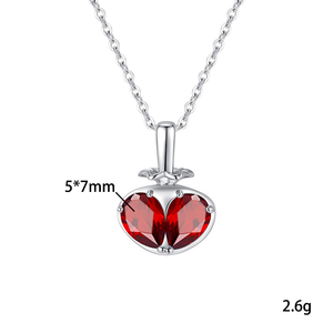 Collier pendentif 9 pierres de grenat fines en forme de fruits de fraise, en argent sterling 925, pierre naturelle taille poire 5*7mm, bijou cadeau d'anniversaire - Product Image 6