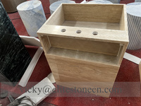 Lavabo de salle de bain rectangulaire moderne en travertin, lavabo en marbre naturel avec piédestal autoportant en travertin pour villas