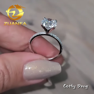 Cincin berlian mewah 1 karat, cincin perhiasan wanita, cincin berlian Moissanite, cincin pertunangan modern, cincin 4 Cabang, cincin keabadian - Product Image 3