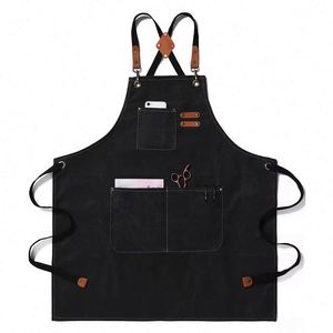 WSY5673 Custom Waterproof Oil-proof 100% Cotton Canvas Cooking <b>Kitchen</b> <b>Aprons</b> for Men - Product Image 2