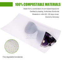Sac refermable semi-transparent biodégradable et compostable imprimé sur mesure pour l'emballage des lunettes, pochette écologique